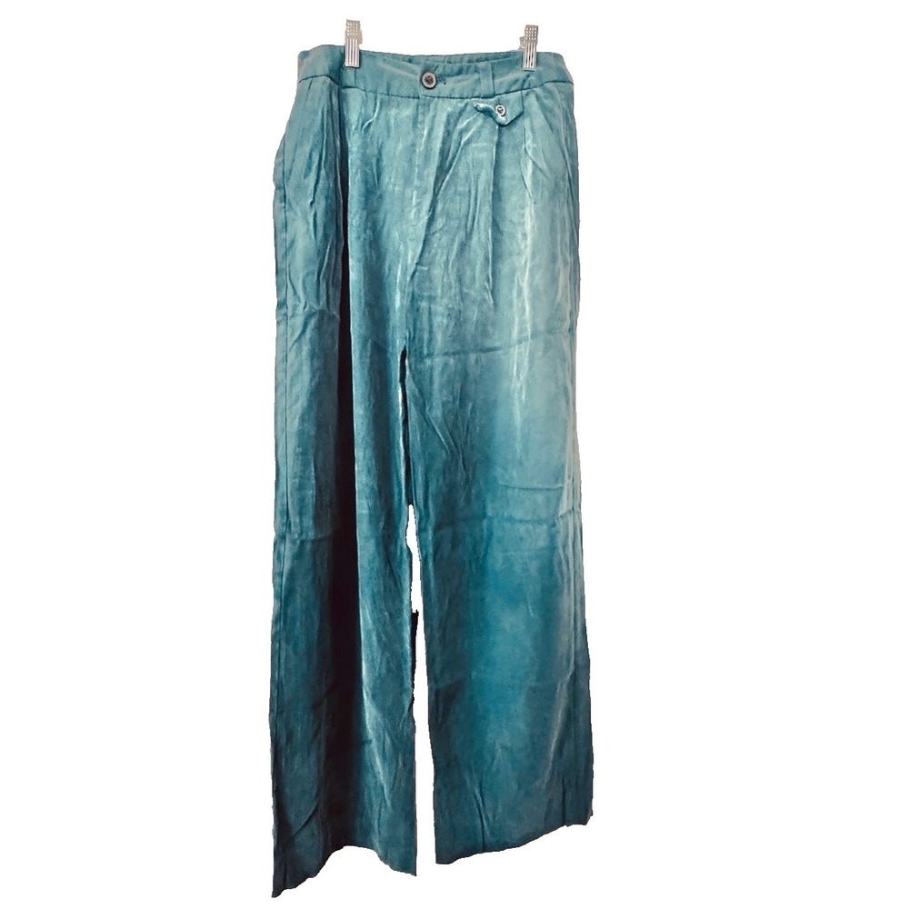 A New Day Size 4 Dark Green Brushed Wide Leg Pants Fall Dark Academia Button Wmn